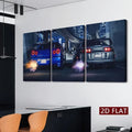 3-Piece Skyline GT-R & Supra Wall Decor – Stick-On Wooden Canvas Photo Tiles for Gaming Setup