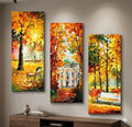Golden Autumn Scene Oil Painting — Set of 3 Sticky Frames (8x16)