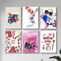 Set of 6 Trendy Girl Power & Beauty Wall Art Photo Tiles – Aesthetic Lifestyle Decor (8x11 Inches)