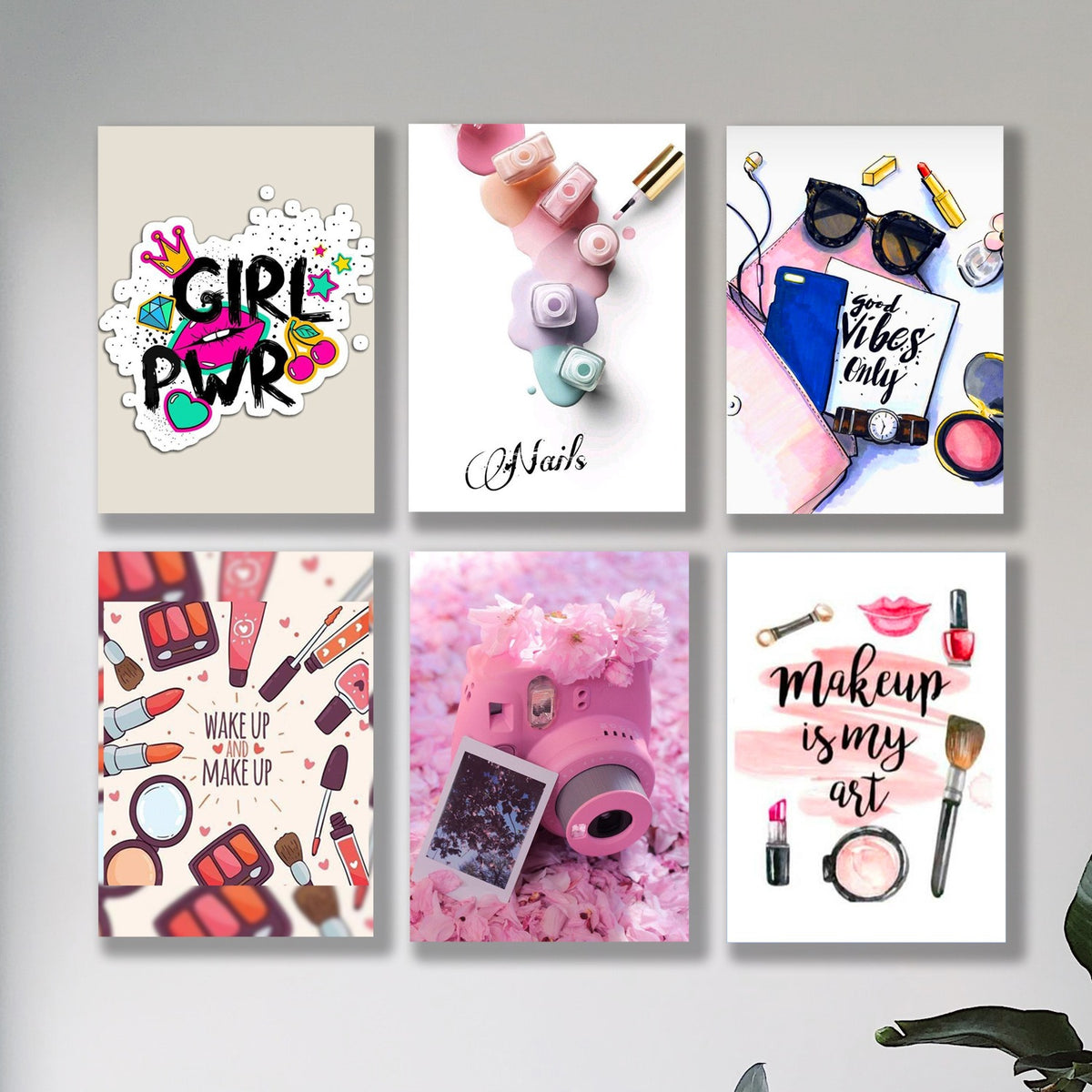 Set of 6 Trendy Girl Power & Beauty Wall Art Photo Tiles – Aesthetic Lifestyle Decor (8x11 Inches)