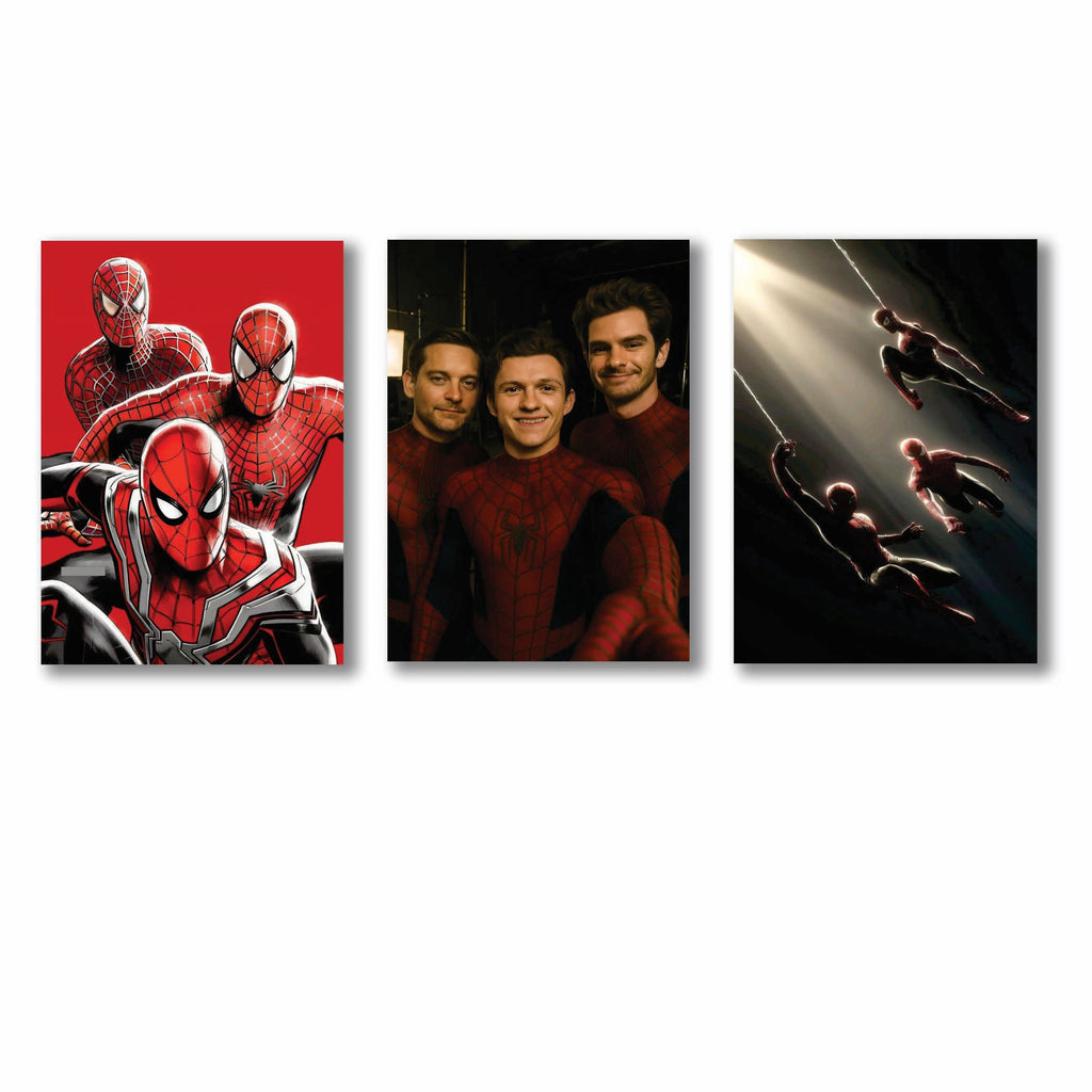Set of 3 Premium Superhero Wall Art Posters – Spider Multiverse Aesthetic (8x11 Inches)