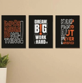 3-Piece Dream Big & Work Hard Photo Tiles – Modern Wooden Wall Decor Set
