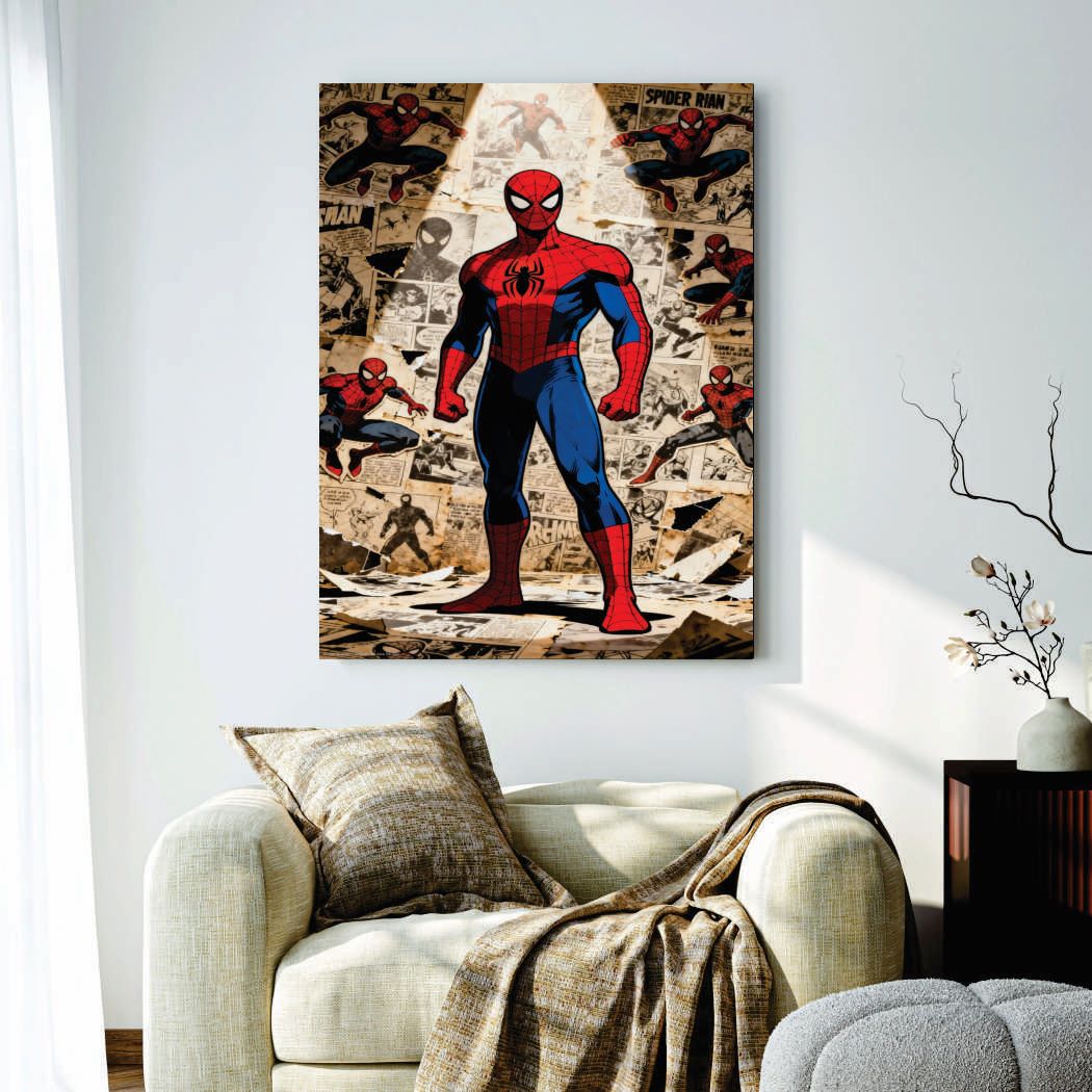 Spider-Man Retro Comic Panel Canvas Print / Photo Tile (11x16) – Premium Modern Home Decor